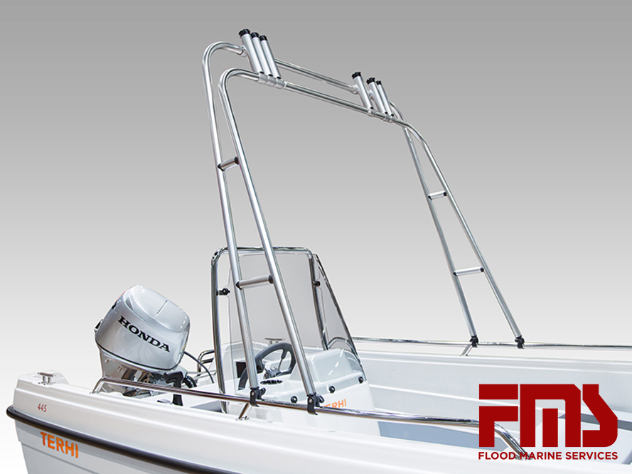 Fishing arch aluminum, 6 rod holder + 4 x fasteners ?25mm – Flood Marine  Services – YAMAHA Outboards, Whaly Boats, Terhi Boats, Chandlery &  Watersports