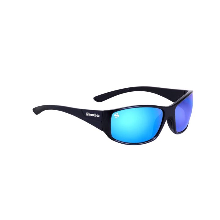 Snowbee Spectre Wrap Full Frame Polarising Sunglasses - Black/Grey/Blue Mirror
