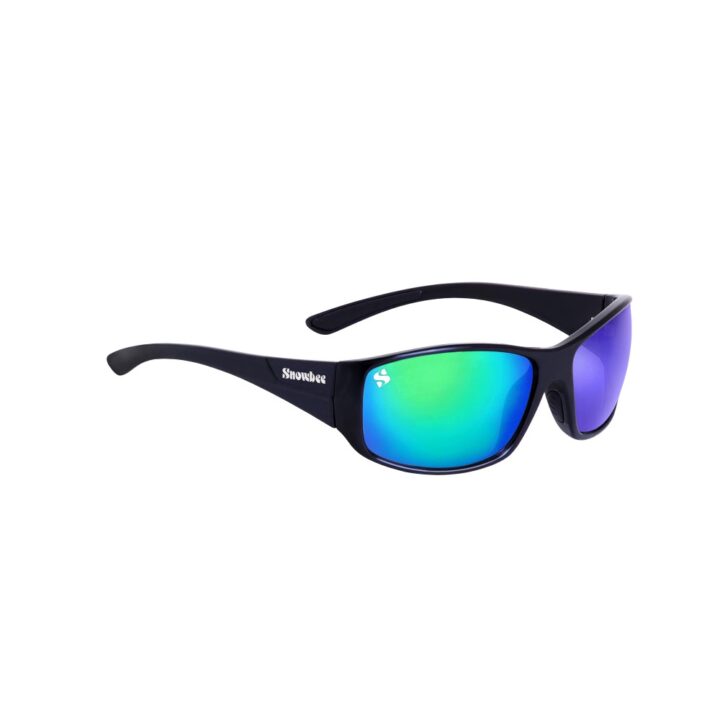 Snowbee Spectre Wrap Full Frame Polarising Sunglasses - Black/Grey/Yellow/Green Mirror