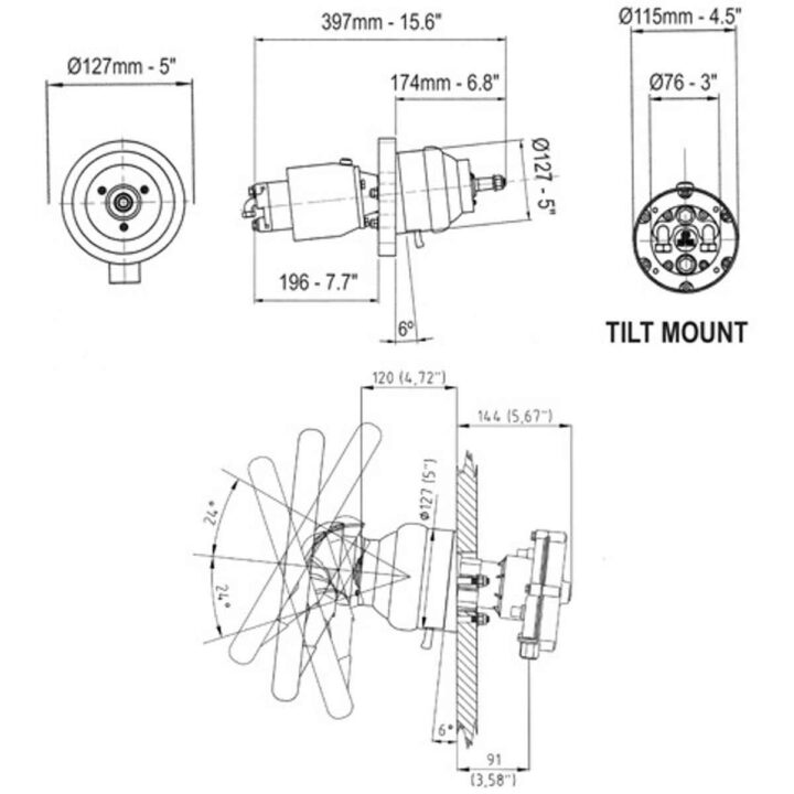 Ultraflex UP33T Tilt Mount Hydraulic Helm (33cc)