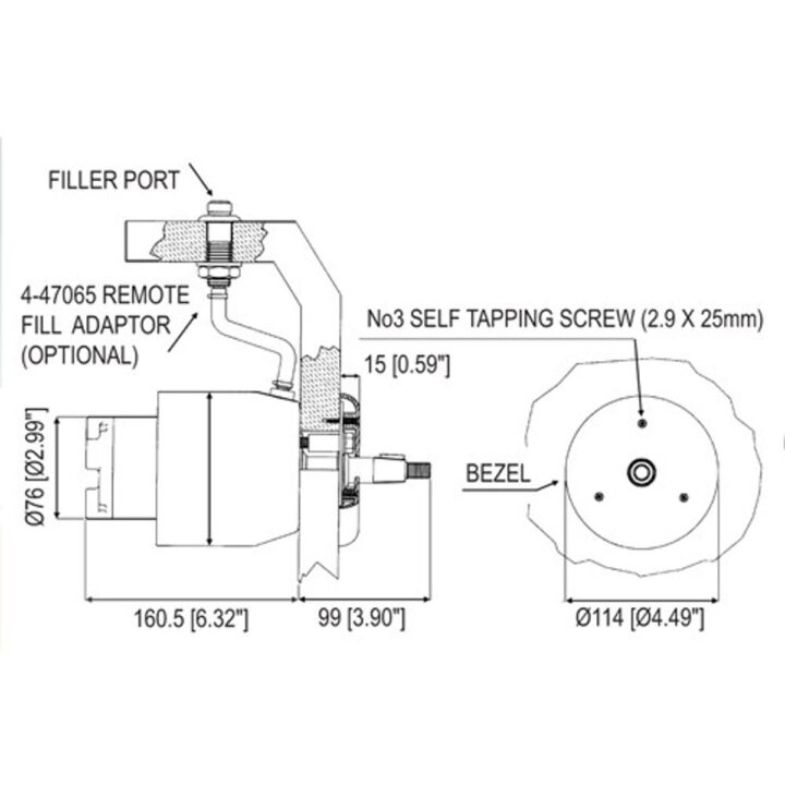 Ultraflex UP33R Rear Mount Hydraulic Helm (33cc)