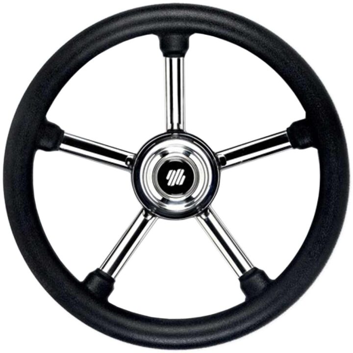 Ultraflex Steering Wheel with Poly Grip (350mm / Black & Stainless)