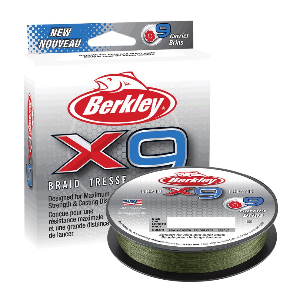 Berkley X9 9 Strand 300m Fishing Braid-Low Vis Green – 69lb