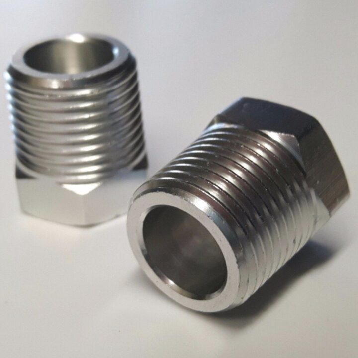 2x Aluminium 3/8" NPT tapered male thread blank screws for Marine, Boat & RIB