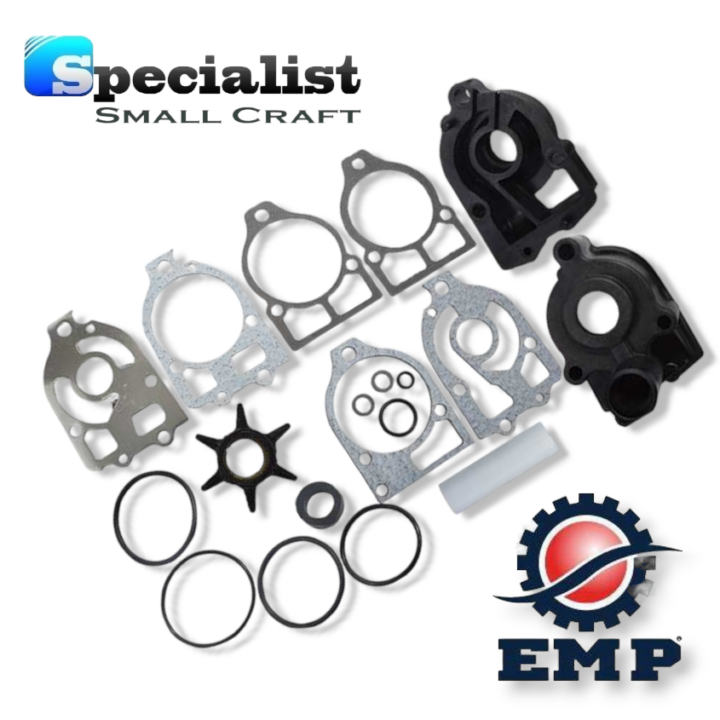 Early 3-cyl, 4-cyl, V6, Optimax 135-225hp, & MerCruiser Alpha One Drive Water Pump Kit with housing & base
