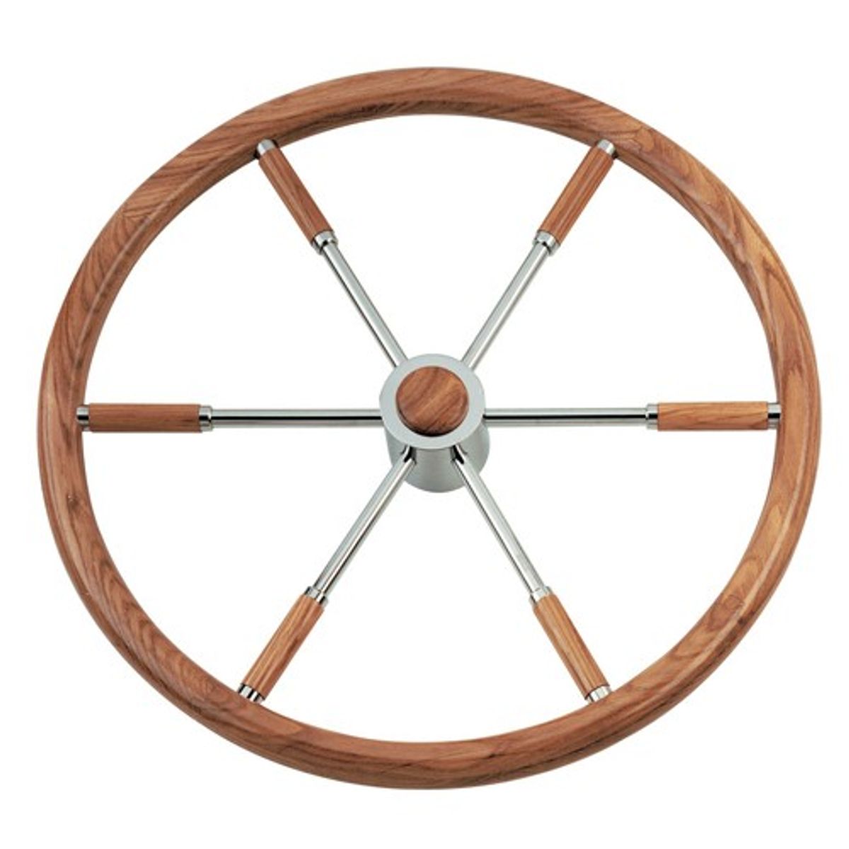Savoretti Steering Wheel with Wood Rim (500mm / Stainless Steel)