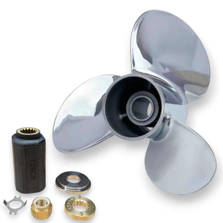 Mercury Mariner 40-125hp Stella VX Series Polished Stainless 3-Blade RH Rotation Propellers with Hub Kits - 13" x 21"