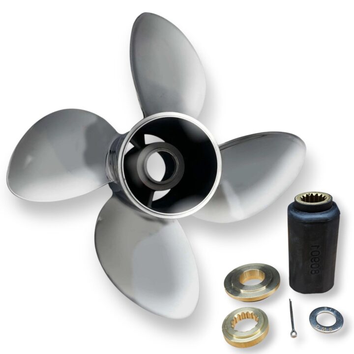 Evinrude 150-300hp TorqueMaster Series Polished Stainless RH Rotation 4-Blade Propellers - 14" x 25"