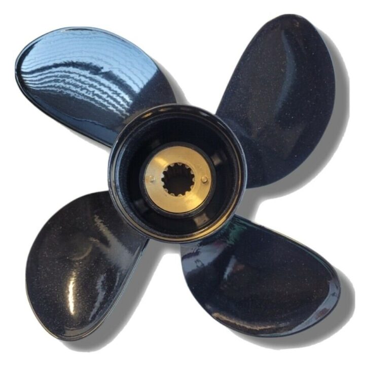 4-blade 25-70hp Aluminium Propeller with pressed hub to suit Mercury & Mariner outboards - 10.3" x 13"
