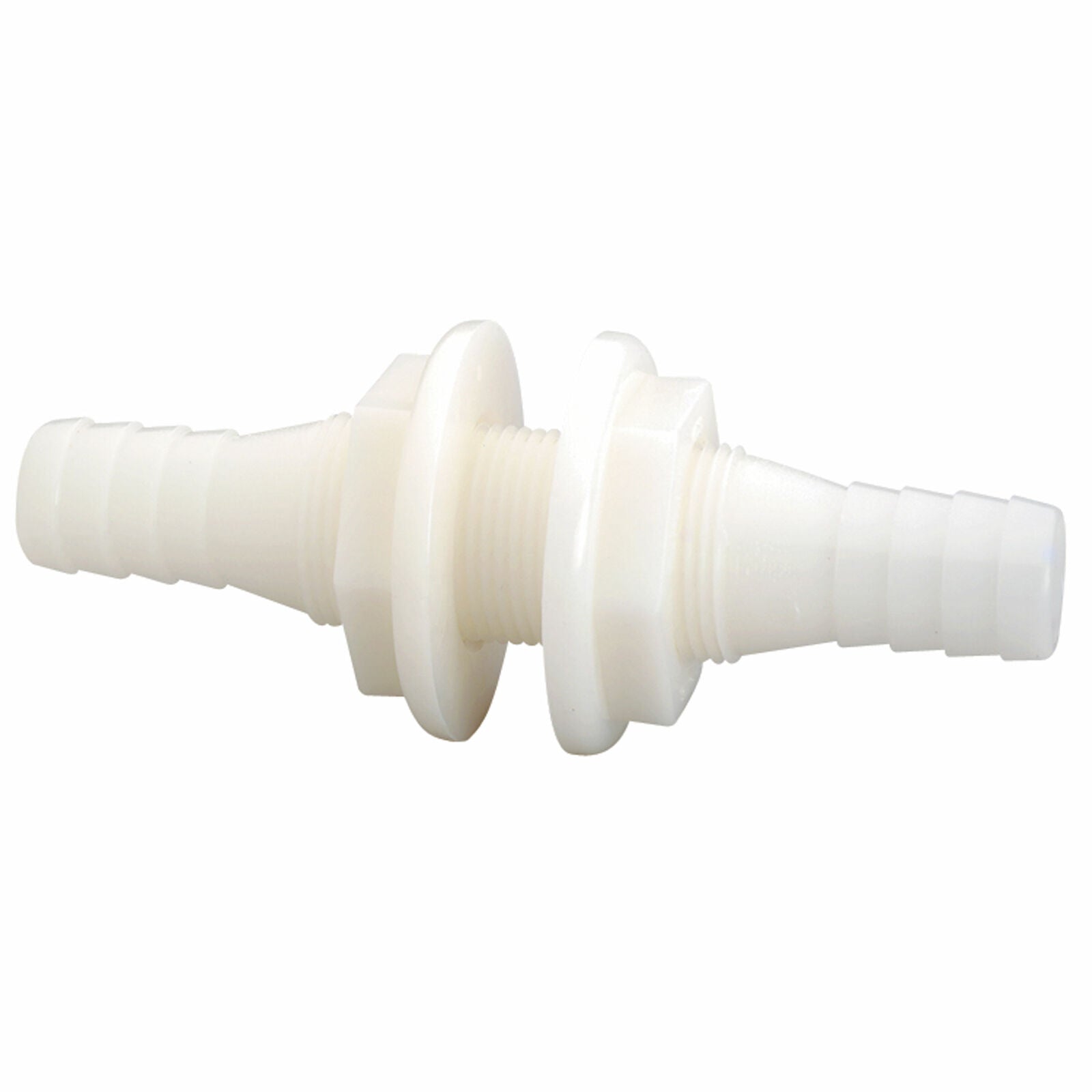 Extended Thread Double Ended Through Bulkhead fitting with 3/4″ / 19mm hose barbs