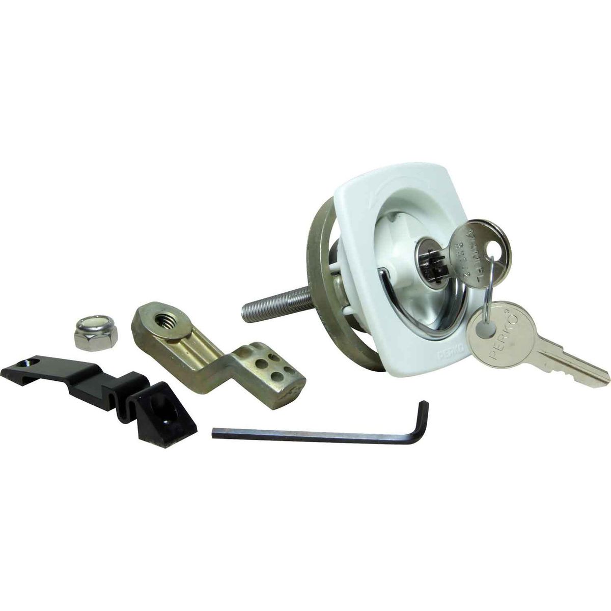 Perko 0931 Locking Flush Latch (With Number 1 Cam Bar & Keys / White)