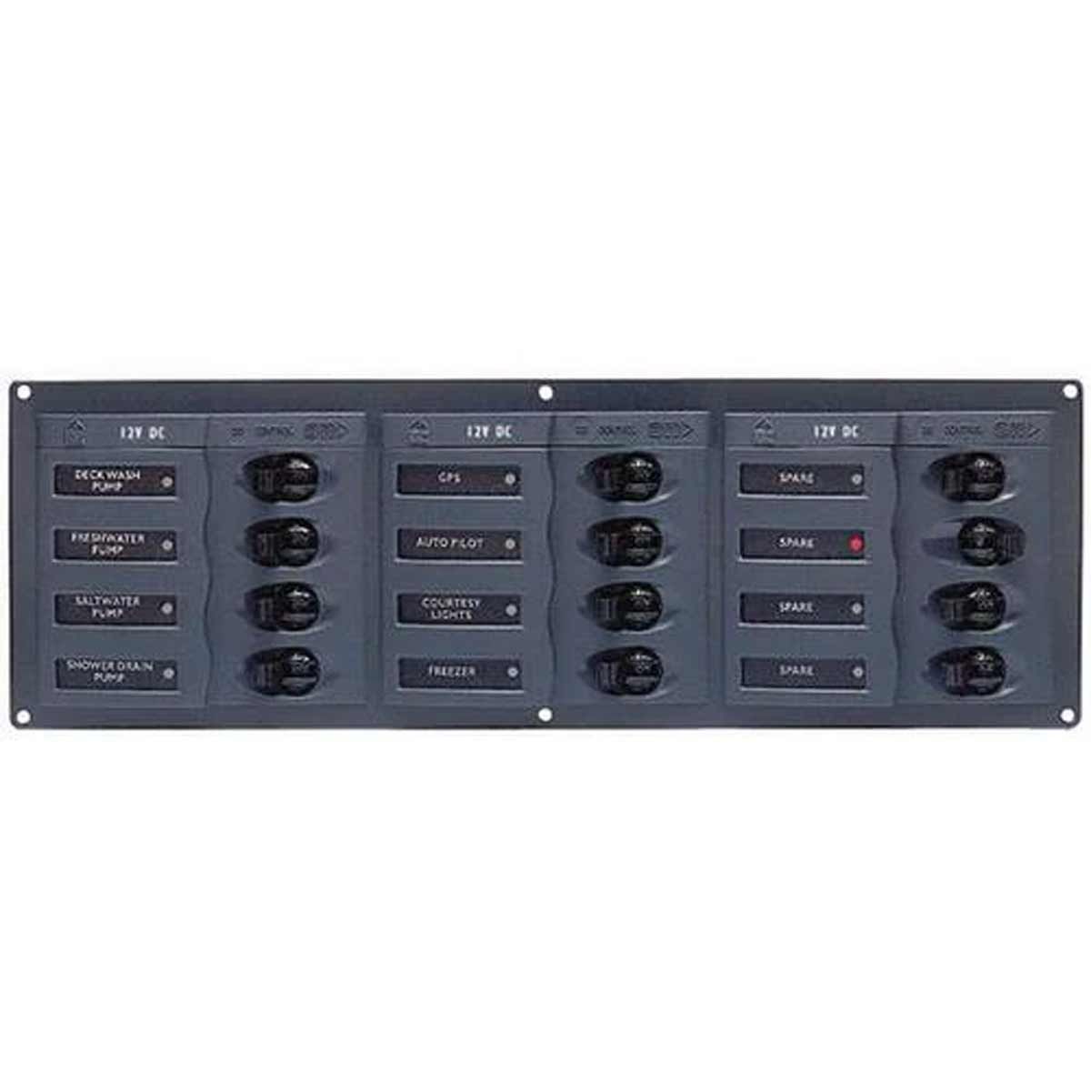 BEP 12-Way Circuit Breaker Panel Horizontal (12V DC / No Meters)