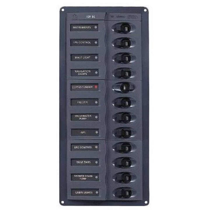 BEP 12-Way Circuit Breaker Panel Vertical (12V DC / No Meters)