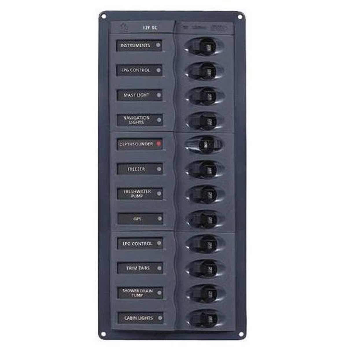 BEP 12-Way Circuit Breaker Panel Vertical (12V DC / No Meters)