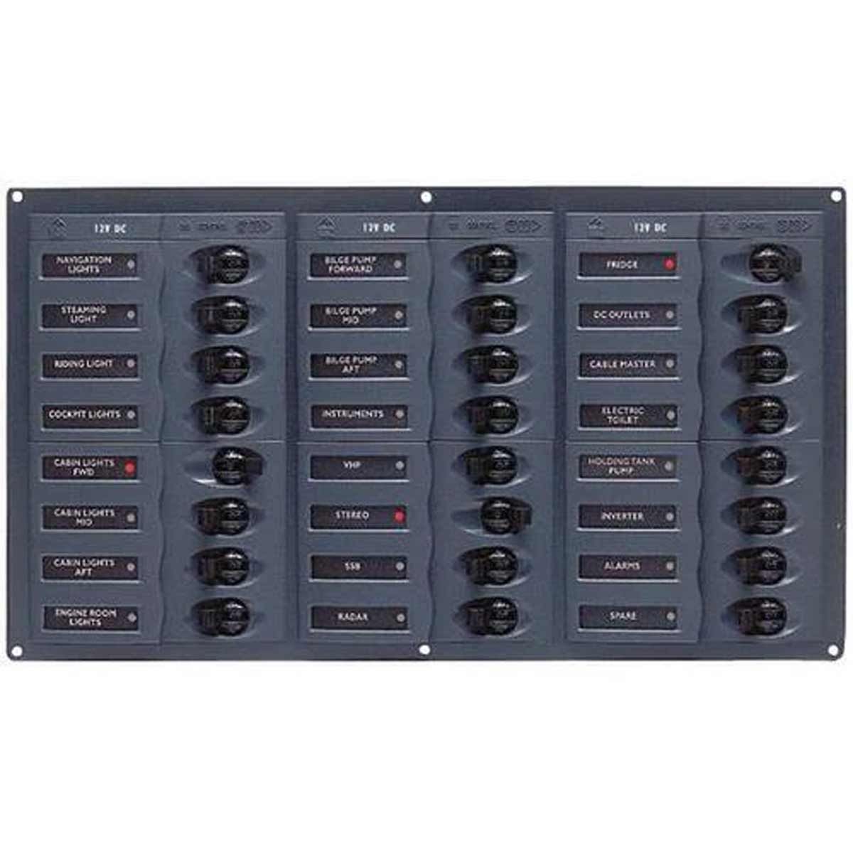 BEP 24-Way Circuit Breaker Panel Square (12V DC / No Meters)