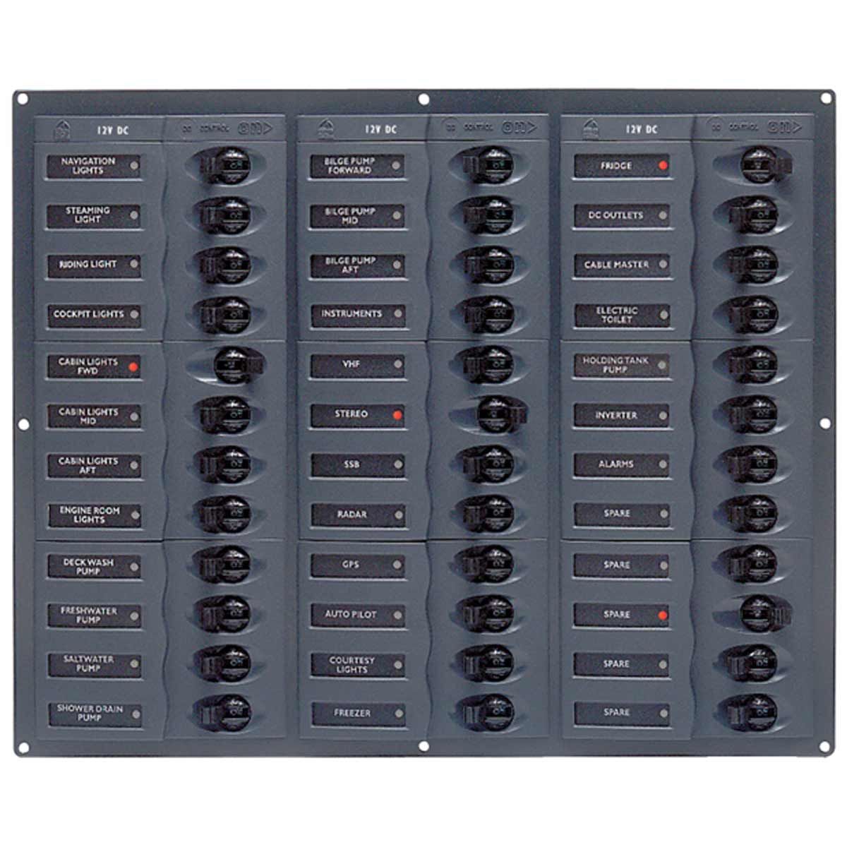 BEP 36-Way Circuit Breaker Panel Square (12V DC / No Meters)