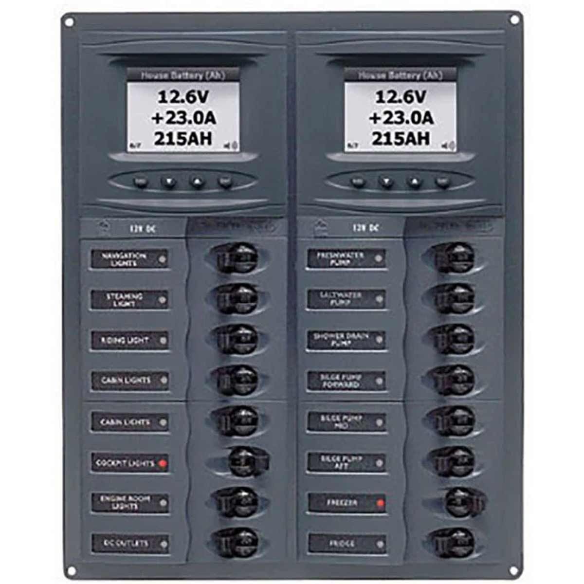 BEP 16-Way Circuit Breaker Panel Vertical (12V DC / Digital Meter)