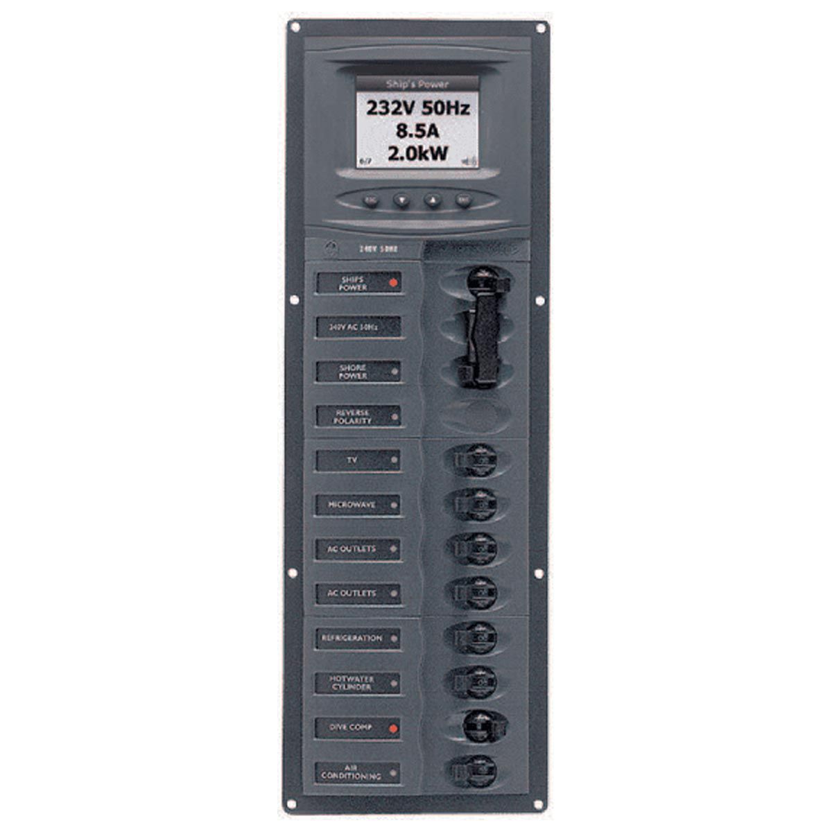 BEP 10-Way Circuit Breaker Panel Vertical (230V AC / Digital Meter)