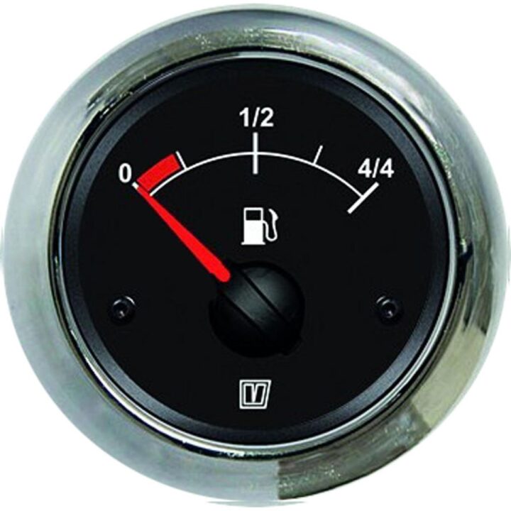 Vetus FUELB Fuel Level Gauge 52mm Cut Out (Black / Chrome Bezels)