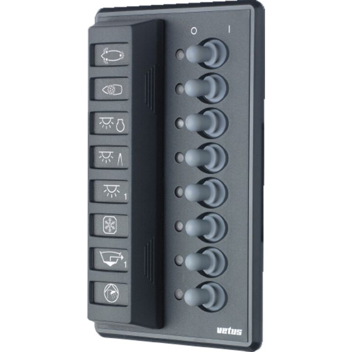Vetus P8FA Vertical Switch Panel 8 Way (12V/24V / Auto Fuses)