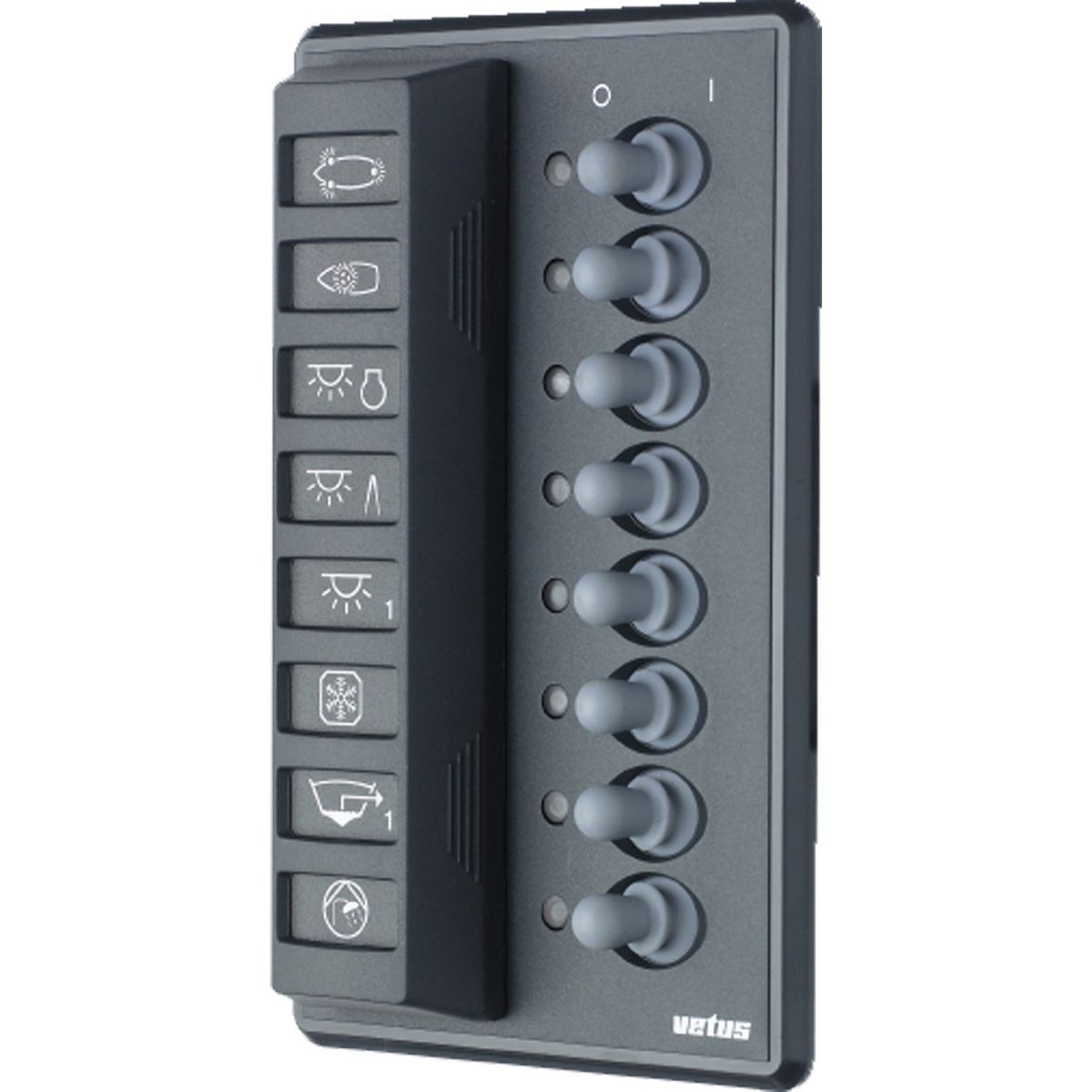 Vetus P8FA Vertical Switch Panel 8 Way (12V/24V / Auto Fuses)