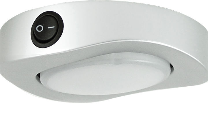 IP66 WaveLED Silver Ceiling Light. 3x SMD LED with plastic bezel and switch
