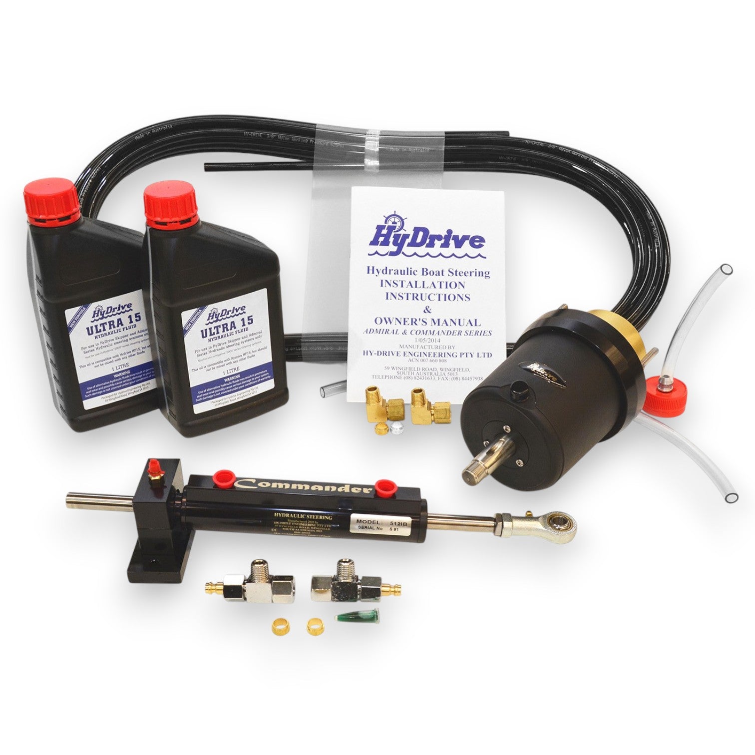 Commander Series hydraulic steering kit for small leisure jet-powered boats