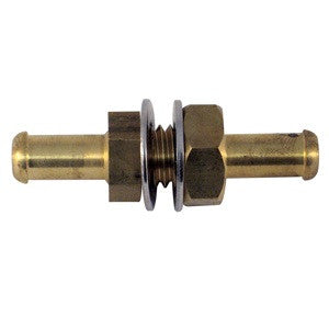 Brass bulkhead fitting: 3/8″ to 3/8″ Hose ID